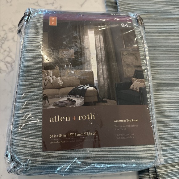 Allen + Roth Other - Allen & Roth Window Curtain Grommet Top 2 Panels Teal Stripe 54"x84 0939080 NEW